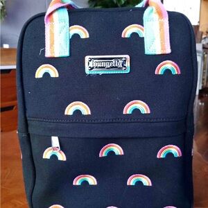 Loungefly Black Mini Backpack with Rainbow Embroidery